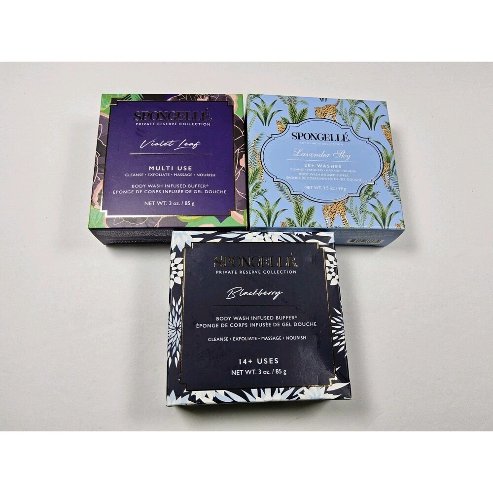 Spongelle Lot Of 3 Lavender Sky, Violet Leaf, Blackberry Body Wash Buffer - New